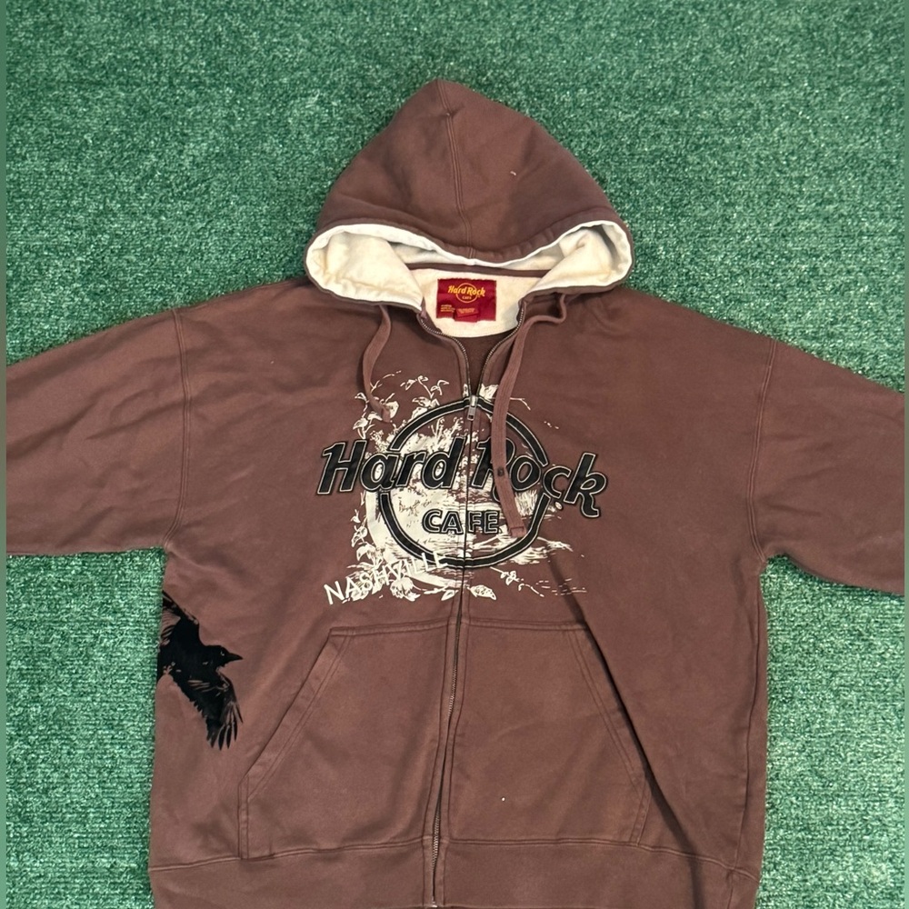 Hard Rock Cafe Vintage Graphic Full Zip Up Hoodie/Jacket Size XL